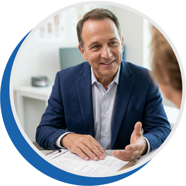 patient smiling and talking to doctor