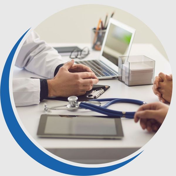 Doctor talking with patients