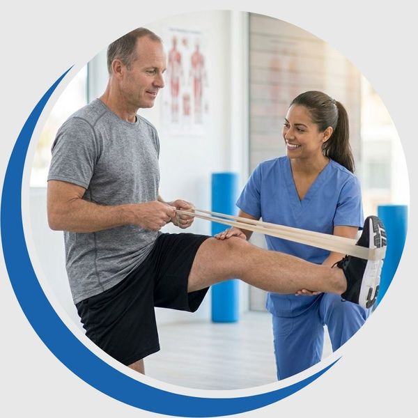 A rehabilitation scene, distinct from treatment, showing progress