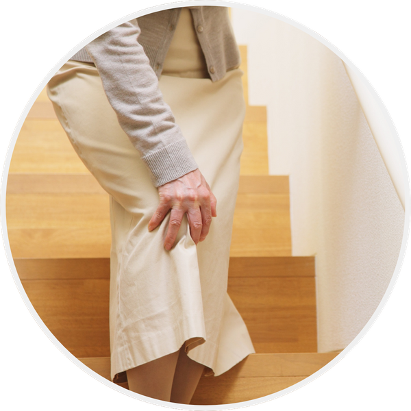 A woman with chronic knee pain.