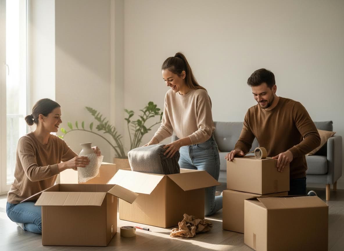 people packing boxes