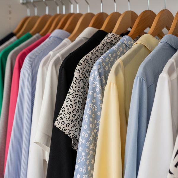 closeup of clothing on hangers