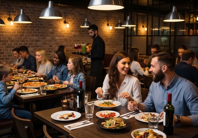 people eating at a restaurant