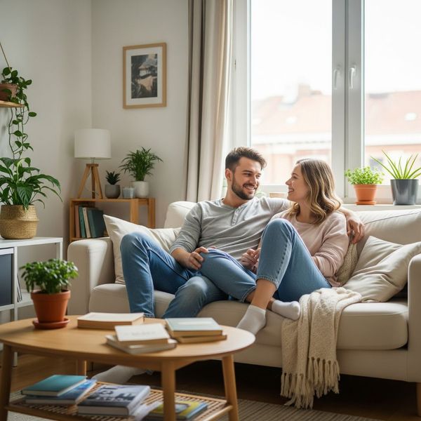 couple in an apartment couple in an apartment