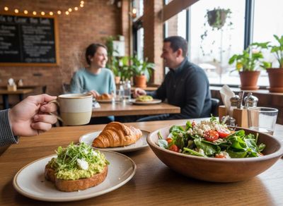People Enjoying Breakfast at a Cozy Cafe