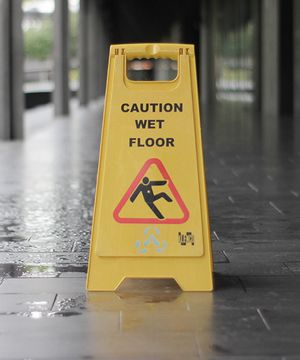 A wet floor sign