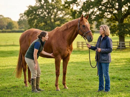 Veterinary Check-up on a Brown Horse