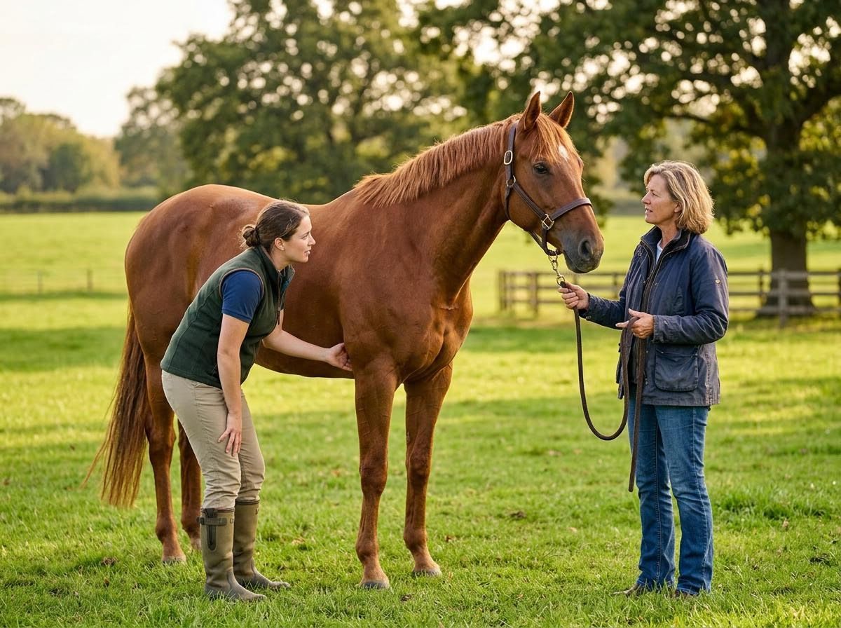 Veterinary Check-up on a Brown Horse