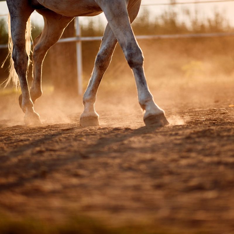 legs and hooves of horse on dirt