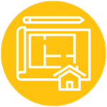 Icon of a house with blueprints