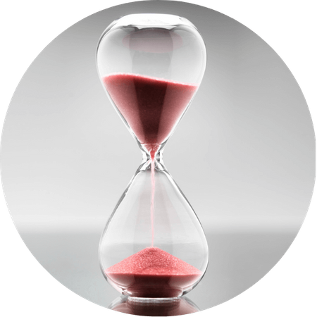 hour glass with red sand