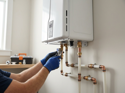 Plumber Installing Tankless Water Heater