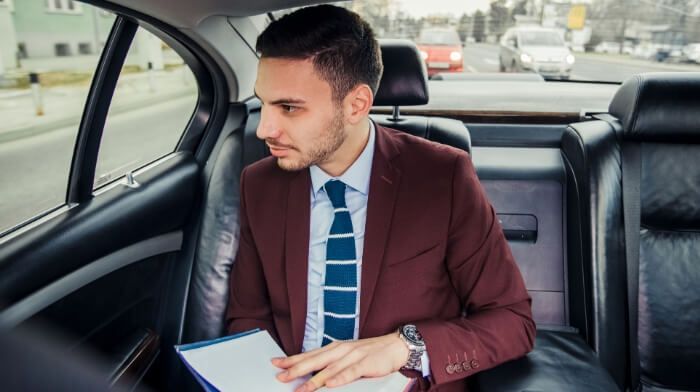 Business man in vehicle