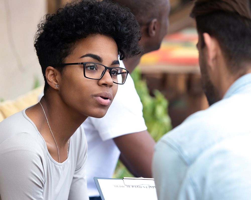 young woman having conversation