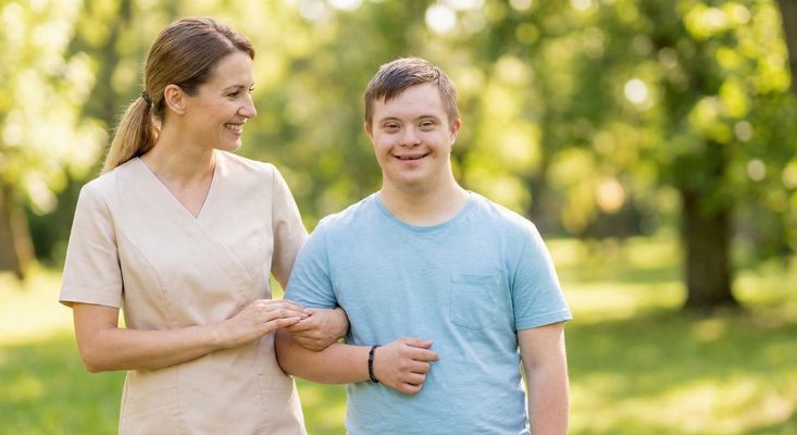 Caregiver with a client