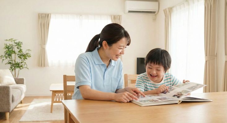 Caregiver reading with child