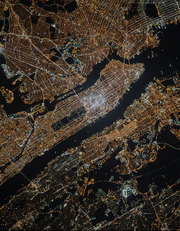 Ariel View of New York at night