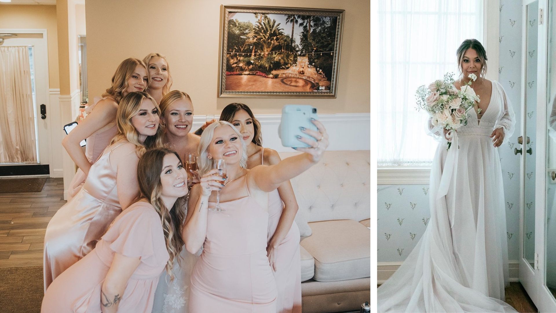 wedding party and bride wedding party and bride