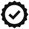 icon of a badge and a checkmark