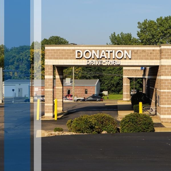 The drive-thru donation area at the Millersburg Goodwill location