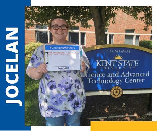 image of jocelan in front of Kent state university sign