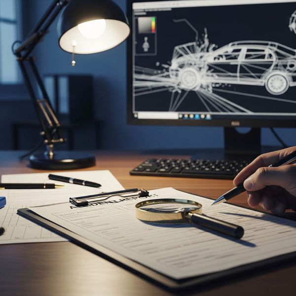 person looking at a car crash on a computer person looking at a car crash on a computer