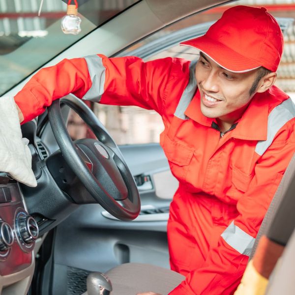 cleaning the interior of car