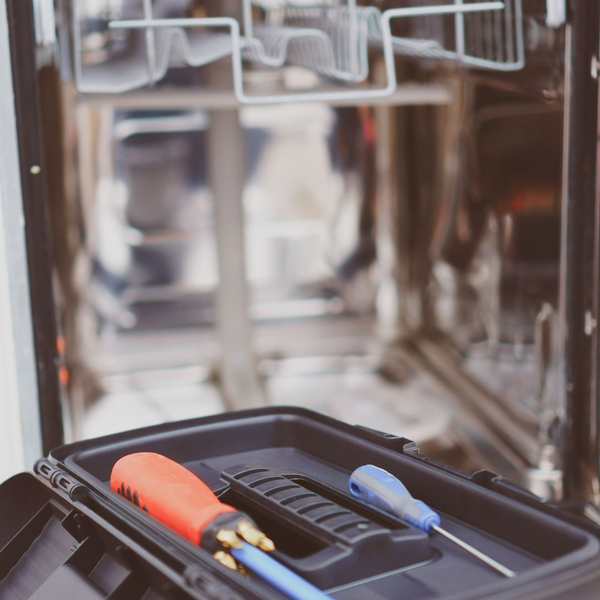 tools in front of dishwasher 