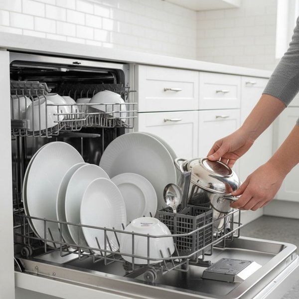 woman loading a dishwasher