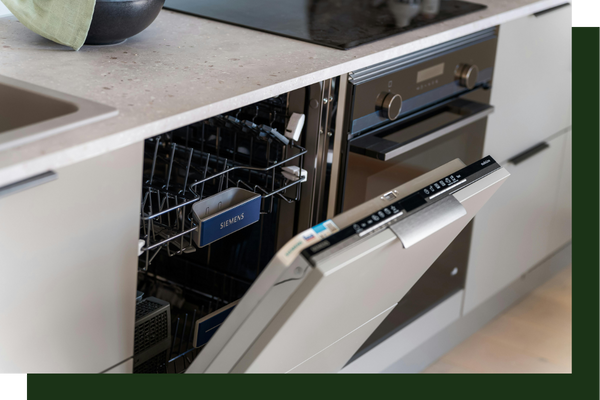 An open dishwasher