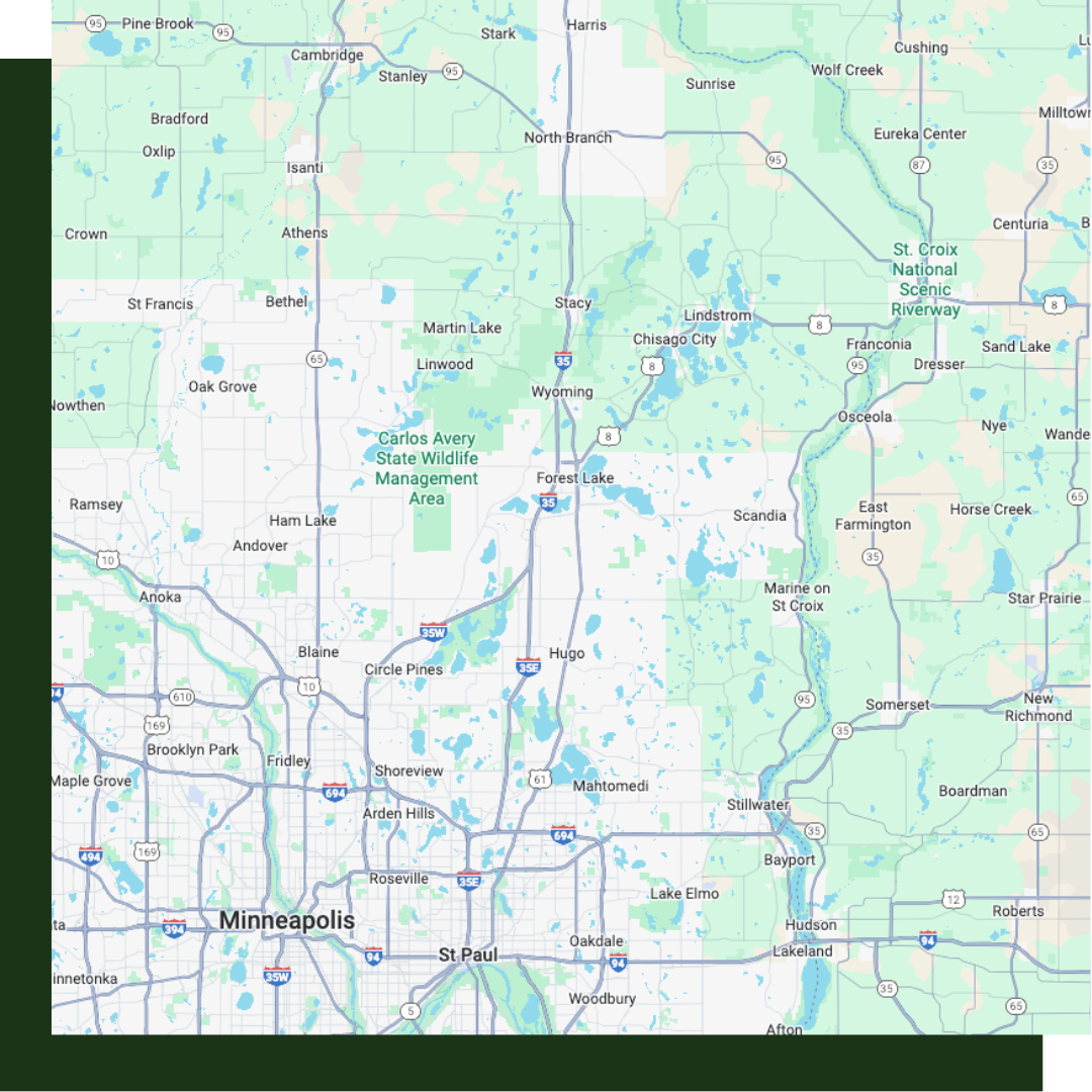 map of St. Paul + areas north of there