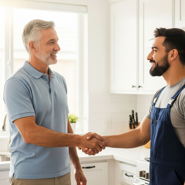 A customer satisfied with the transparent pricing of their appliance repair services