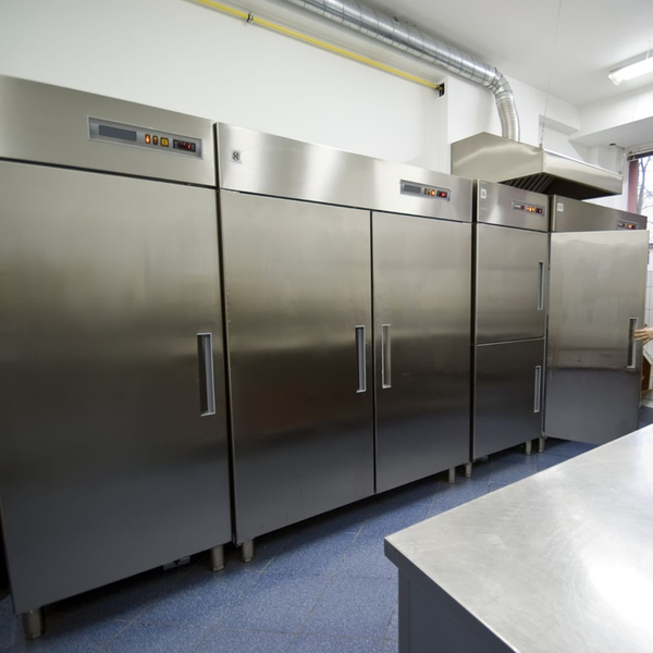 A row of commercial fridges