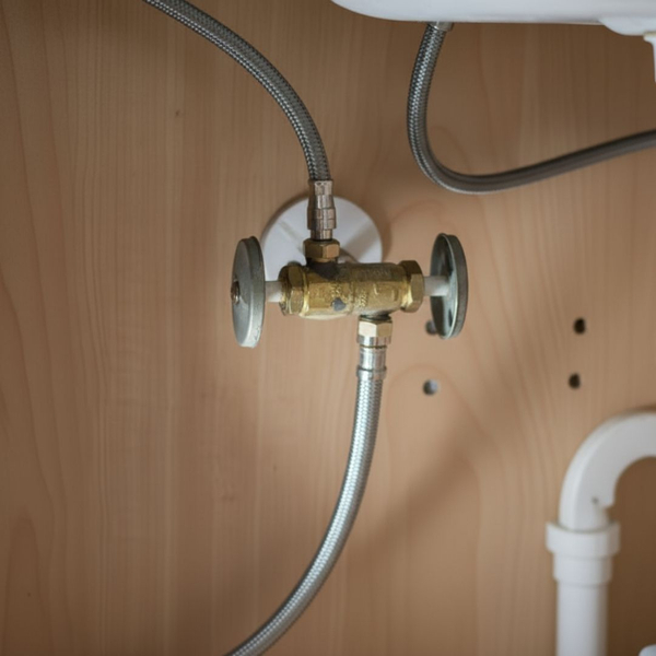 water valve under a sink