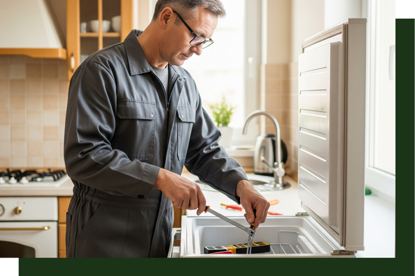 man providing freezer repairs