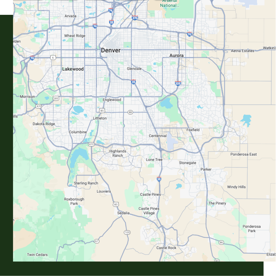 map of Denver metro + further south