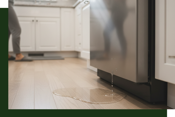 water leaking out of a dishwasher