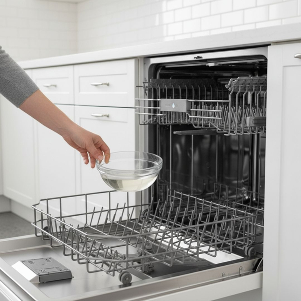 running a vinegar cycle in a dishwasher