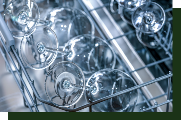 wine glasses sitting in dishwasher