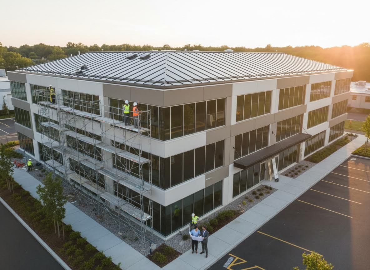 Modern Office Building Under Construction or Renovation