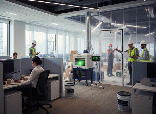 Office renovation with air quality monitoring and active workspaces
