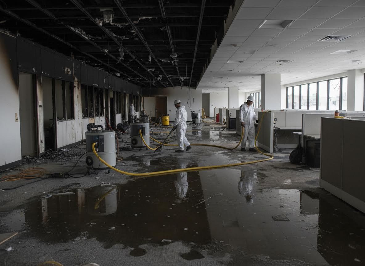 Office damage restoration after fire and water