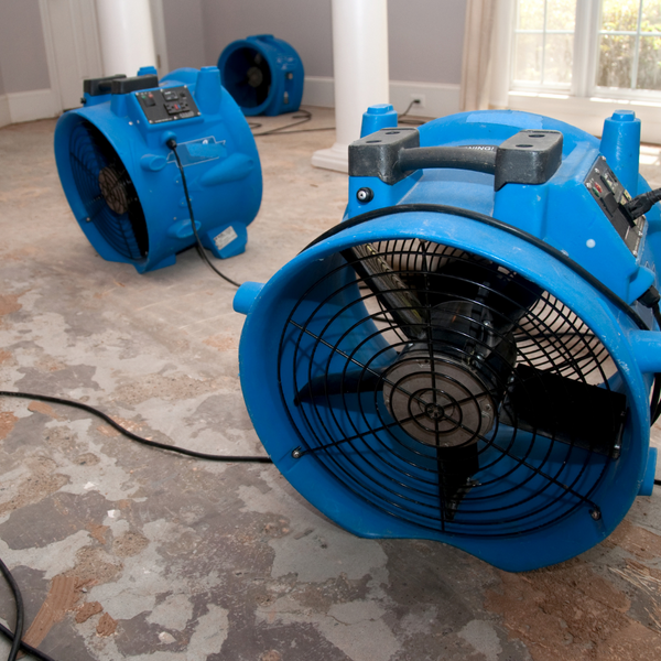 fans to dry water on floor