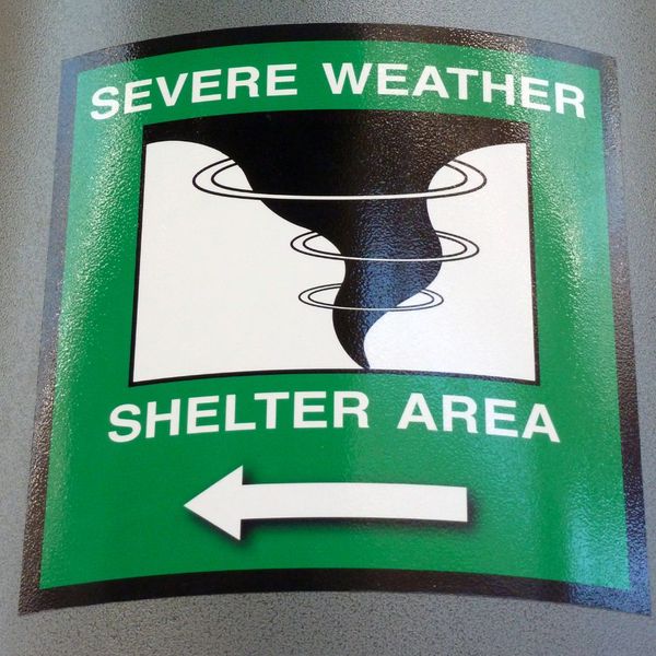 tornado shelter sign