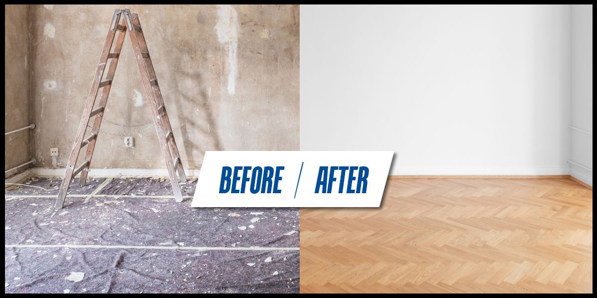 Image showing a room before and after renovation