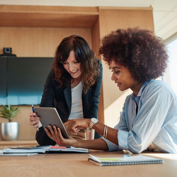 two employees working