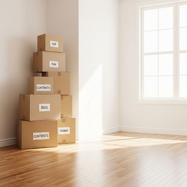 Stacked moving boxes in a bright, empty room, signifying a successful housing transition. Brooklyn Park2.jpeg