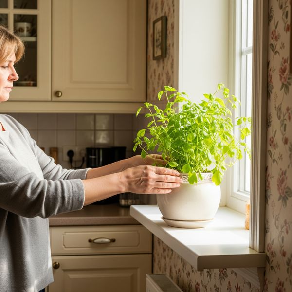 A person watering a houseplant, representing the nurturing aspect of housing sustaining services. Brooklyn Park3.jpeg