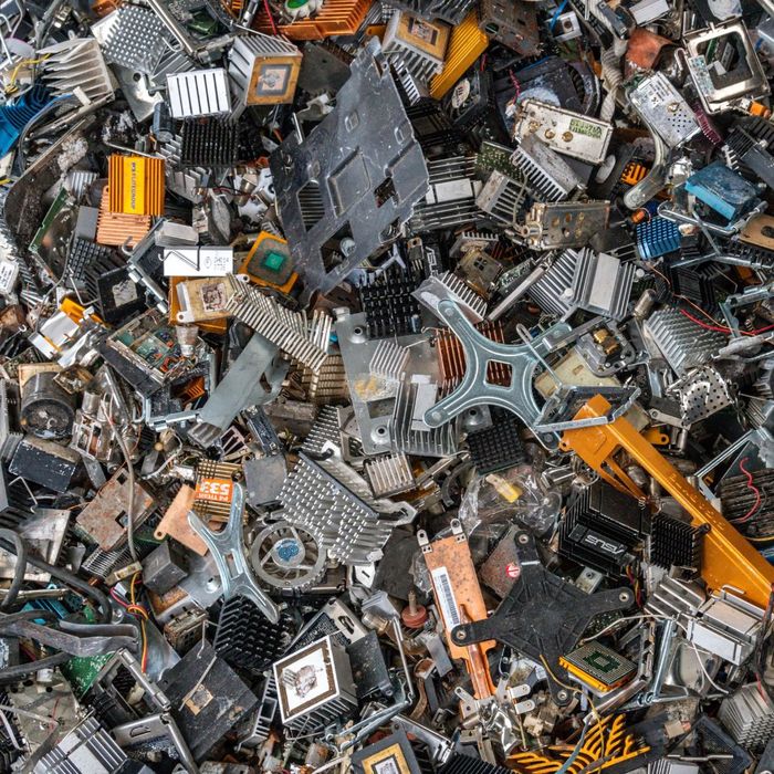 a pile of electrical components