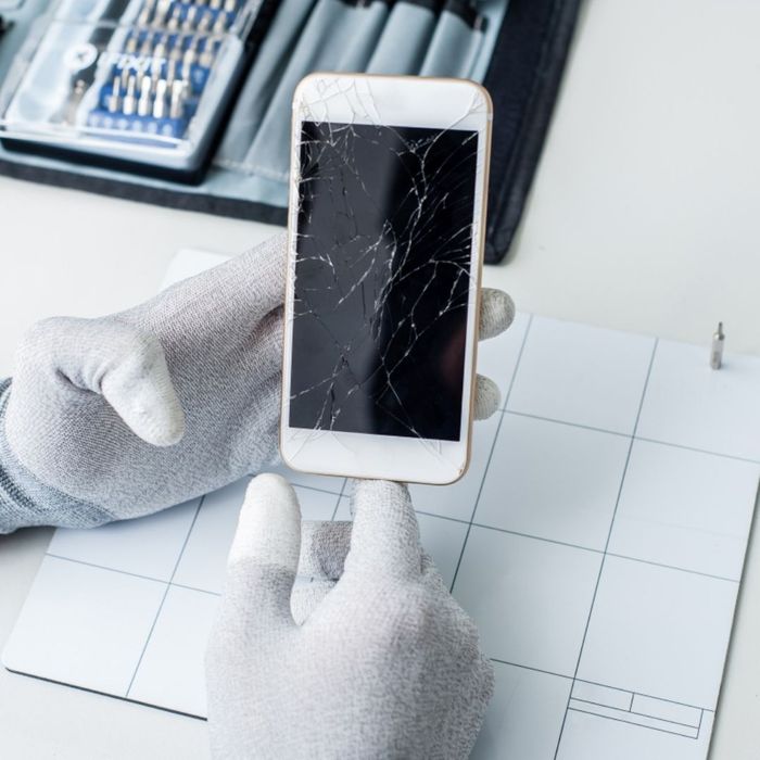 a professional assessing a broken phone